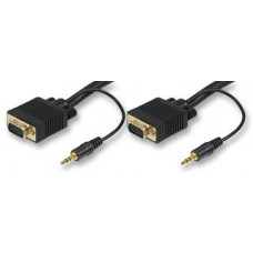 1 m Male to Male VGA Lead With Integrated 3.5 mm Stereo Audio Jack Plug